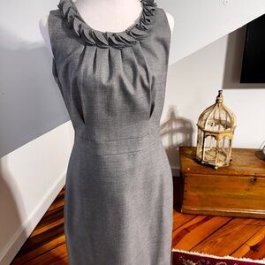 J. Crew light gray  Ruffle Neck Dress